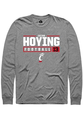 Jacob Hoying  Cincinnati Bearcats Graphite Rally NIL Stacked Box Long Sleeve T Shirt