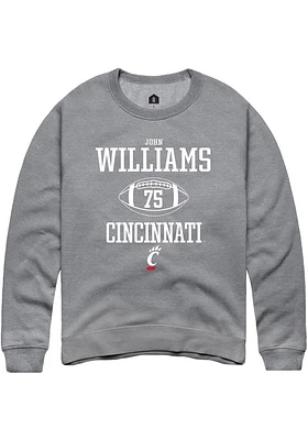 John Williams  Rally Cincinnati Bearcats Mens Graphite NIL Sport Icon Long Sleeve Crew Sweatshir..