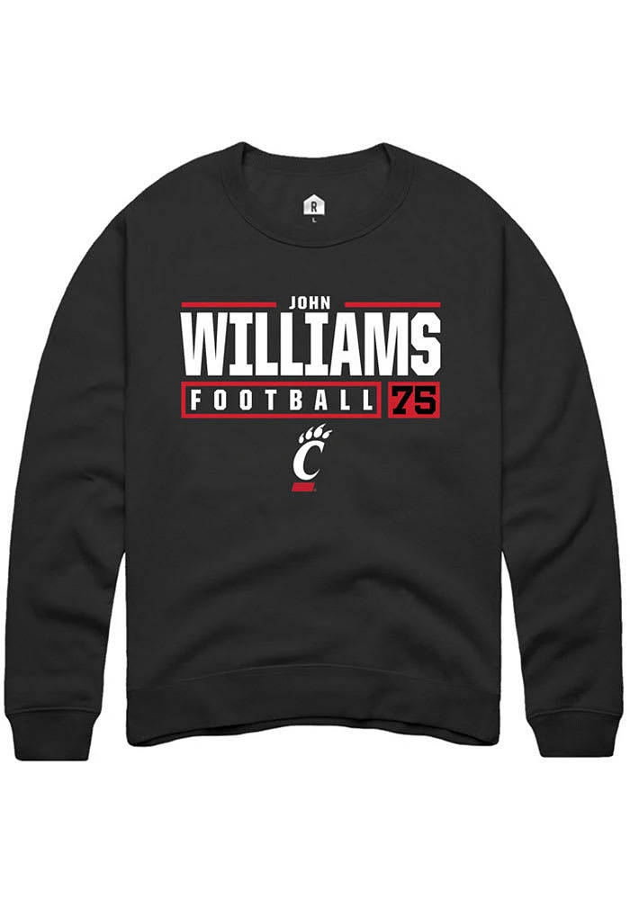 John Williams Rally Cincinnati Bearcats Mens NIL Stacked Box Long Sleeve Crew Sweatshirt