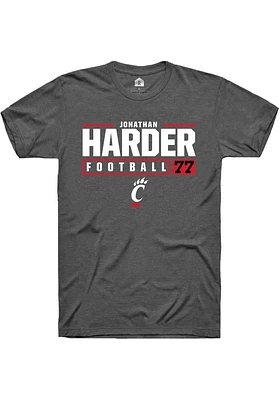 Jonathan Harder  Cincinnati Bearcats Dark Grey Rally NIL Stacked Box Short Sleeve T Shirt