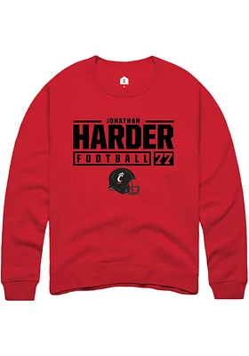 Jonathan Harder  Rally Cincinnati Bearcats Mens Red NIL Stacked Box Long Sleeve Crew Sweatshirt