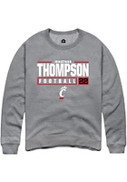 Jonathan Thompson  Rally Cincinnati Bearcats Mens Graphite NIL Stacked Box Long Sleeve Crew Swea..