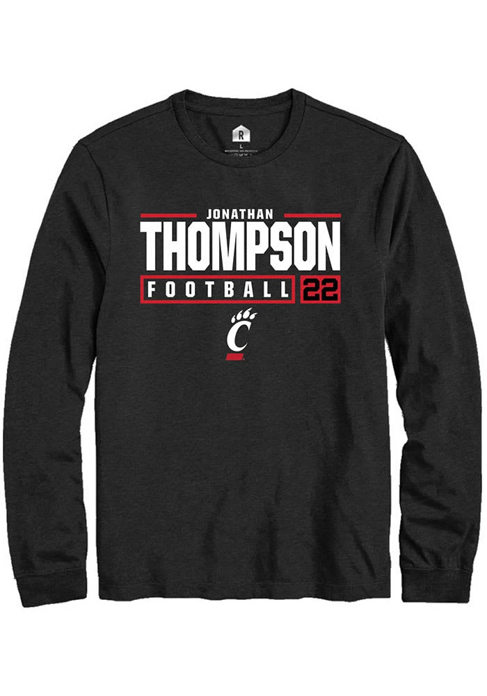 Jonathan Thompson Cincinnati Bearcats Rally NIL Stacked Box Long Sleeve T Shirt