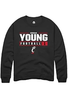 Jordan Young Rally Cincinnati Bearcats Mens NIL Stacked Box Long Sleeve Crew Sweatshirt