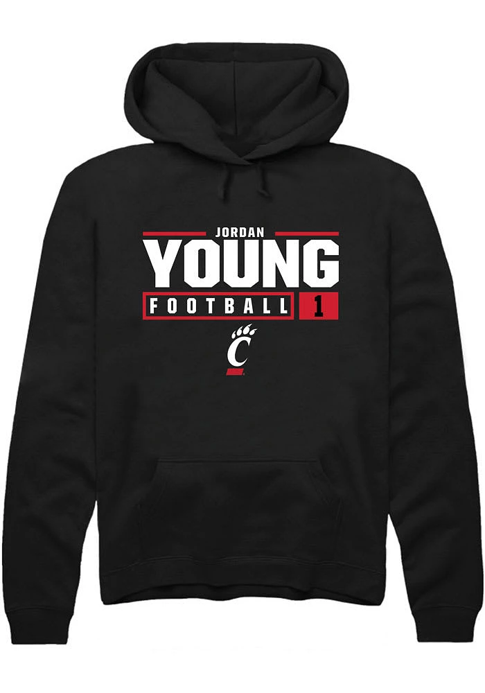 Jordan Young Rally Cincinnati Bearcats Mens NIL Stacked Box Long Sleeve Hoodie