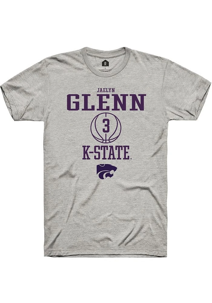 Jaelyn Glenn K-State Wildcats Ash Rally NIL Sport Icon Short Sleeve T Shirt