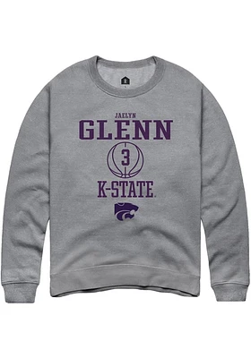 Jaelyn Glenn  Rally K-State Wildcats Mens Graphite NIL Sport Icon Long Sleeve Crew Sweatshirt