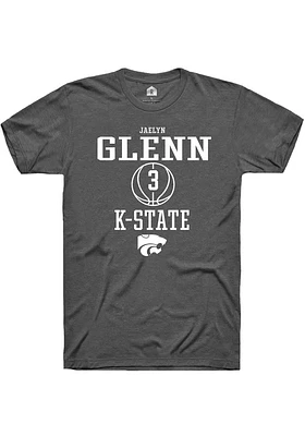 Jaelyn Glenn  K-State Wildcats Dark Grey Rally NIL Sport Icon Short Sleeve T Shirt