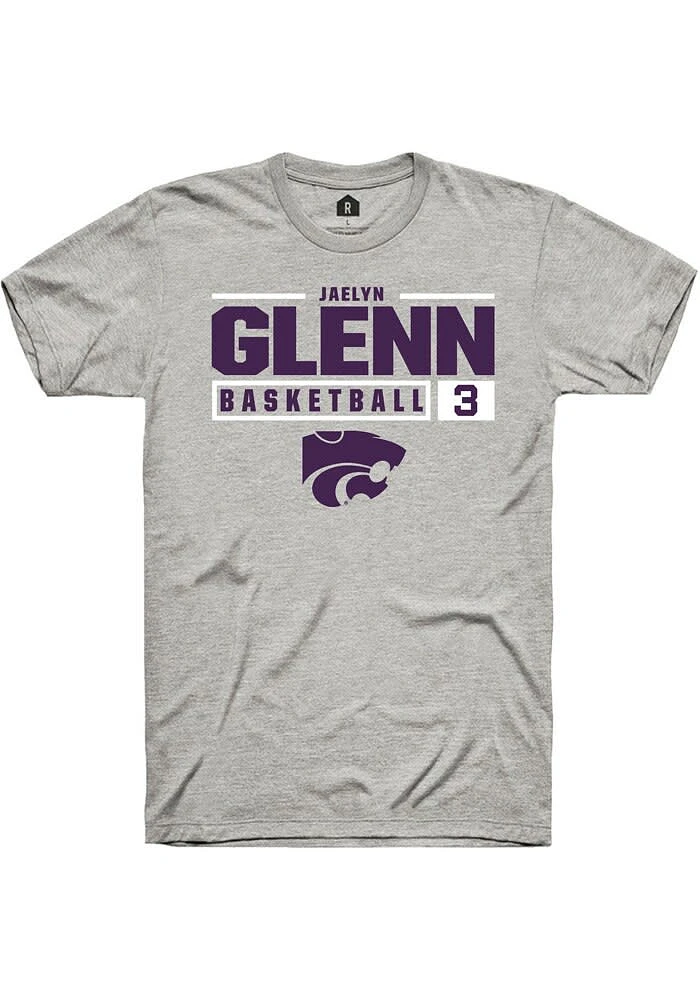 Jaelyn Glenn K-State Wildcats Ash Rally NIL Stacked Box Short Sleeve T Shirt
