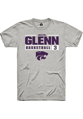 Jaelyn Glenn  K-State Wildcats Ash Rally NIL Stacked Box Short Sleeve T Shirt