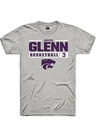 Jaelyn Glenn  K-State Wildcats Ash Rally NIL Stacked Box Short Sleeve T Shirt