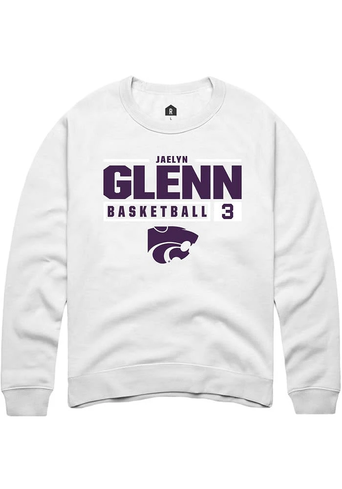 Jaelyn Glenn Rally K-State Wildcats Mens NIL Stacked Box Long Sleeve Crew Sweatshirt