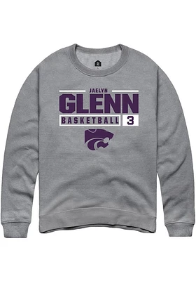 Jaelyn Glenn  Rally K-State Wildcats Mens Graphite NIL Stacked Box Long Sleeve Crew Sweatshirt