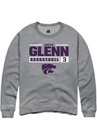 Jaelyn Glenn  Rally K-State Wildcats Mens Graphite NIL Stacked Box Long Sleeve Crew Sweatshirt