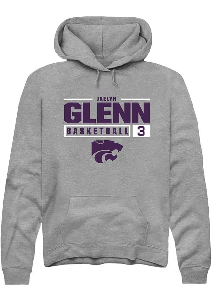 Jaelyn Glenn Rally K-State Wildcats Mens Graphite NIL Stacked Box Long Sleeve Hoodie