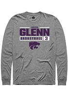 Jaelyn Glenn  K-State Wildcats Graphite Rally NIL Stacked Box Long Sleeve T Shirt