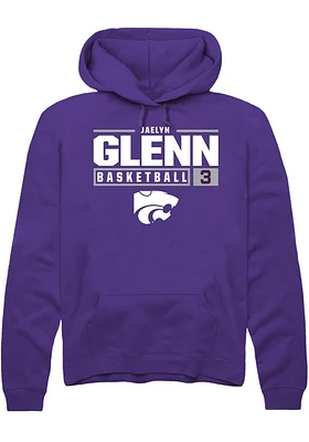 Jaelyn Glenn  Rally K-State Wildcats Mens Purple NIL Stacked Box Long Sleeve Hoodie