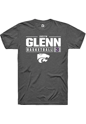 Jaelyn Glenn  K-State Wildcats Dark Grey Rally NIL Stacked Box Short Sleeve T Shirt