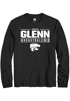 Jaelyn Glenn  K-State Wildcats Black Rally NIL Stacked Box Long Sleeve T Shirt