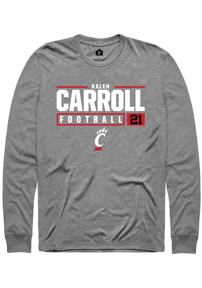 Kalen Carroll  Cincinnati Bearcats Graphite Rally NIL Stacked Box Long Sleeve T Shirt