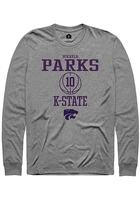 Mikayla Parks  K-State Wildcats Graphite Rally NIL Sport Icon Long Sleeve T Shirt