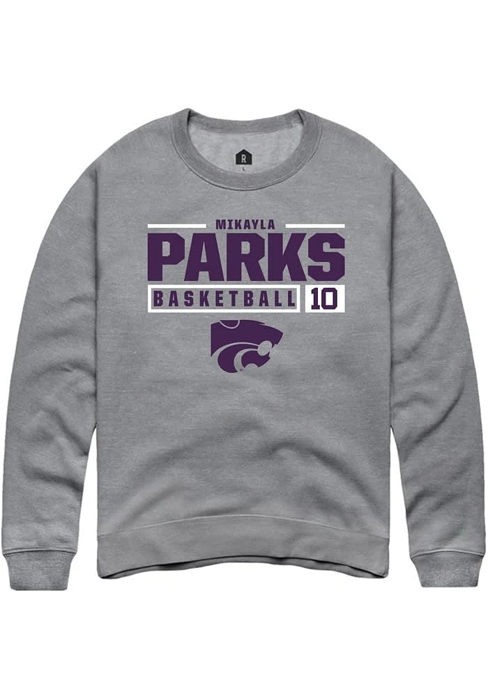 Mikayla Parks Rally K-State Wildcats Mens Graphite NIL Stacked Box Long Sleeve Crew Sweatshirt