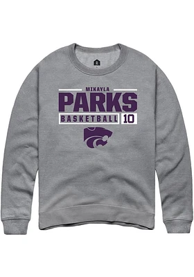 Mikayla Parks  Rally K-State Wildcats Mens Graphite NIL Stacked Box Long Sleeve Crew Sweatshirt