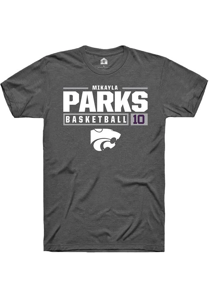 Mikayla Parks K-State Wildcats Dark Grey Rally NIL Stacked Box Short Sleeve T Shirt