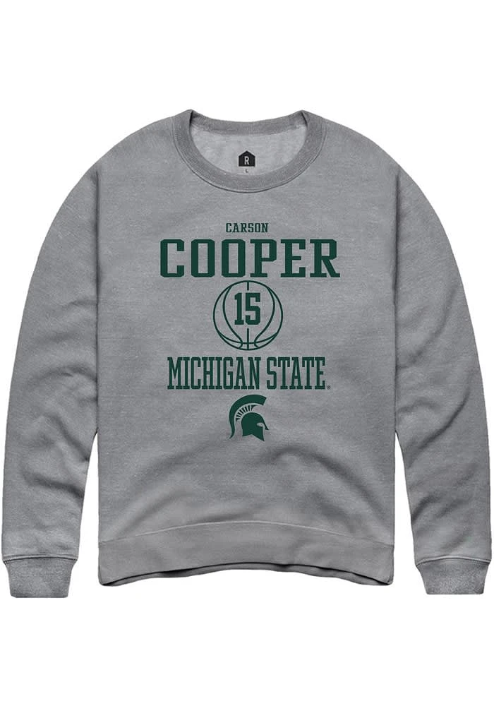 Carson Cooper Rally Michigan State Spartans Mens Graphite NIL Sport Icon Long Sleeve Crew Sweatsh..
