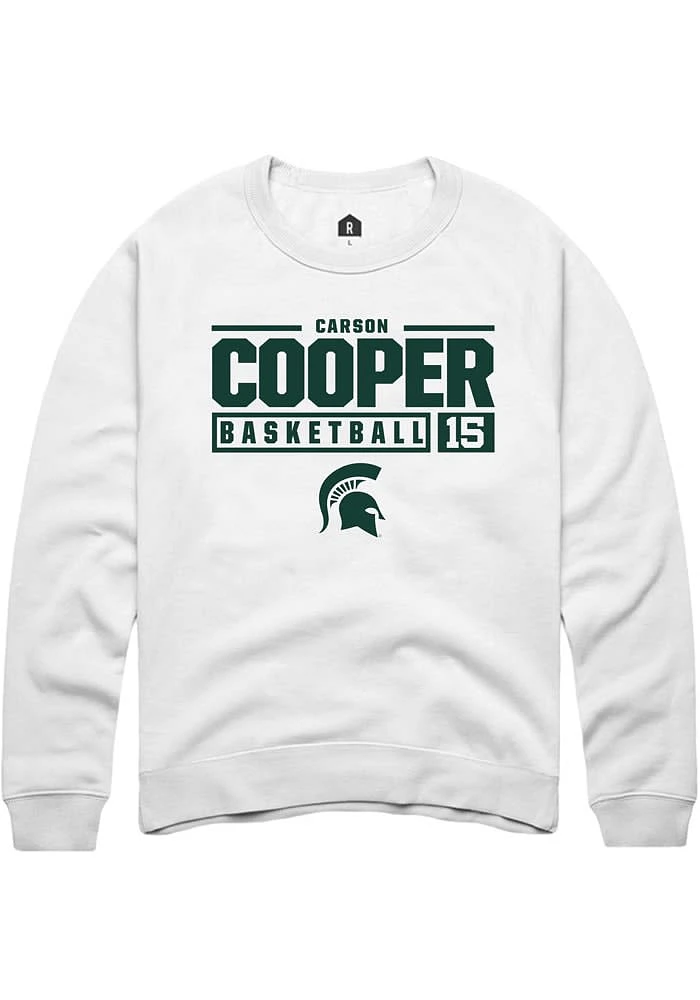 Carson Cooper Rally Michigan State Spartans Mens NIL Stacked Box Long Sleeve Crew Sweatshir