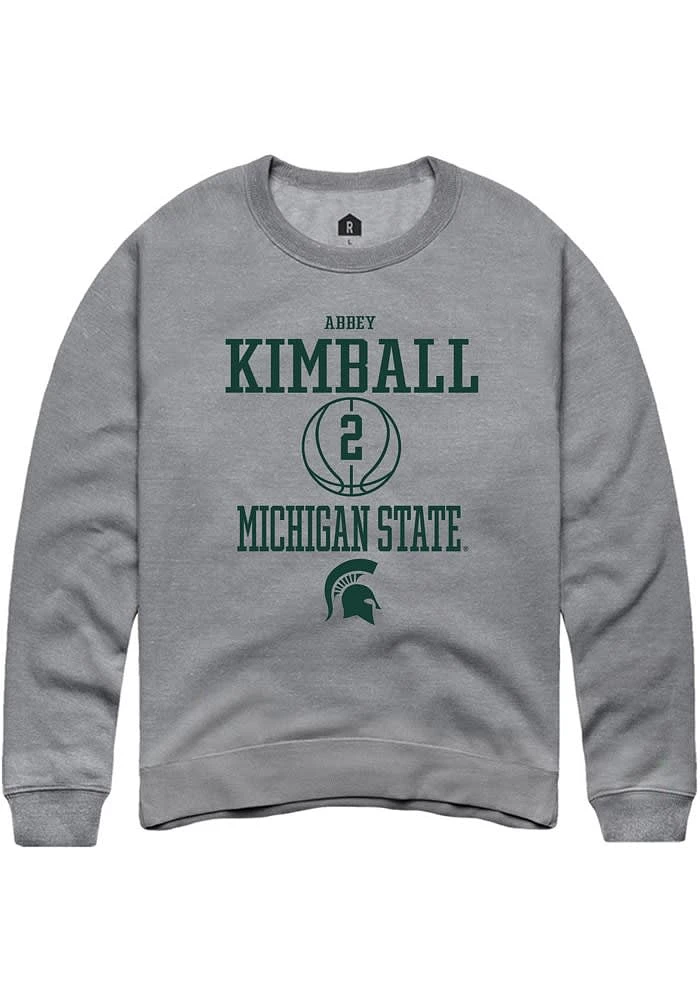 Abbey Kimball Rally Michigan State Spartans Mens Graphite NIL Sport Icon Long Sleeve Crew Sweatsh..