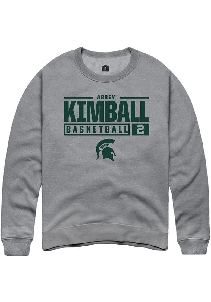 Abbey Kimball Rally Michigan State Spartans Mens Graphite NIL Stacked Box Long Sleeve Crew Sweats..