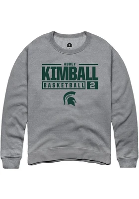 Abbey Kimball  Rally Michigan State Spartans Mens Graphite NIL Stacked Box Long Sleeve Crew Sweats..