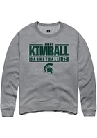 Abbey Kimball  Rally Michigan State Spartans Mens Graphite NIL Stacked Box Long Sleeve Crew Sweats..