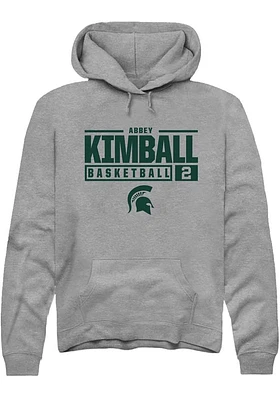Abbey Kimball  Rally Michigan State Spartans Mens Graphite NIL Stacked Box Long Sleeve Hoodie