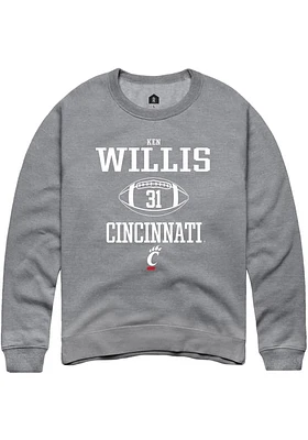 Ken Willis  Rally Cincinnati Bearcats Mens Graphite NIL Sport Icon Long Sleeve Crew Sweatshirt