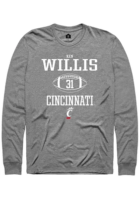 Ken Willis  Cincinnati Bearcats Graphite Rally NIL Sport Icon Long Sleeve T Shirt