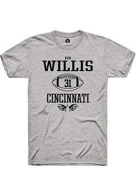 Ken Willis  Cincinnati Bearcats Ash Rally NIL Sport Icon Short Sleeve T Shirt