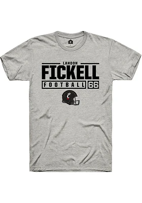 Landon Fickell  Cincinnati Bearcats Ash Rally NIL Stacked Box Short Sleeve T Shirt