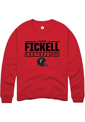 Landon Fickell Rally Cincinnati Bearcats Mens NIL Stacked Box Long Sleeve Crew Sweatshirt