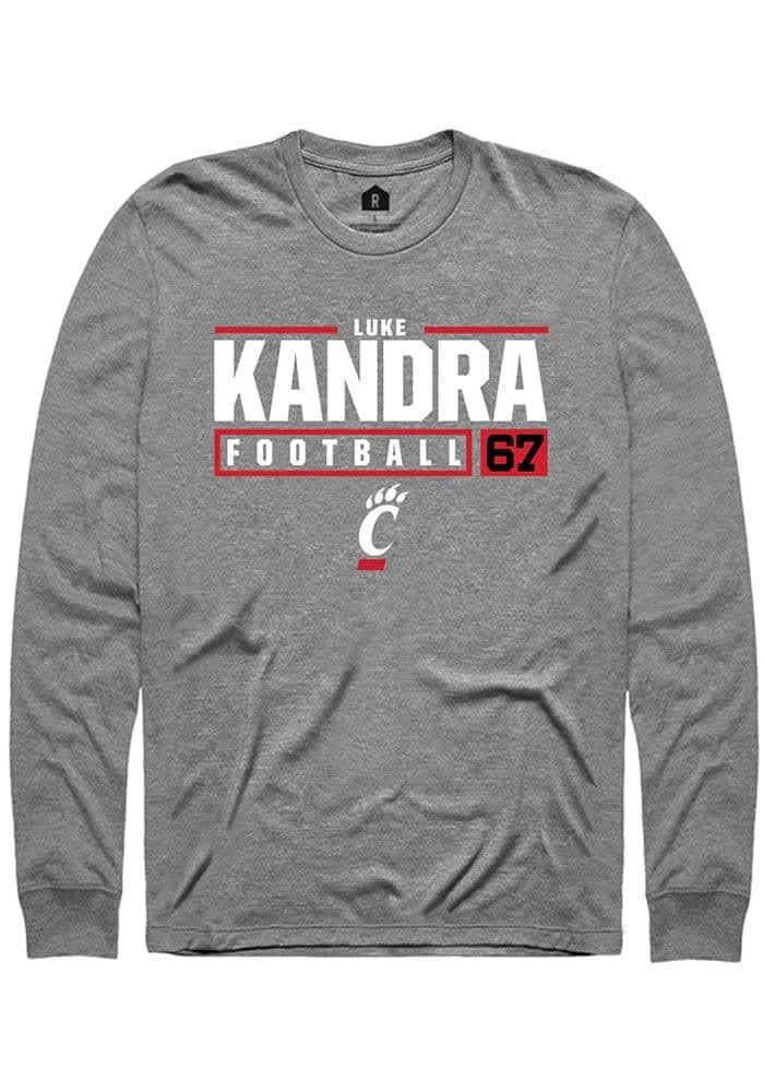 Luke Kandra  Cincinnati Bearcats Graphite Rally NIL Stacked Box Long Sleeve T Shirt