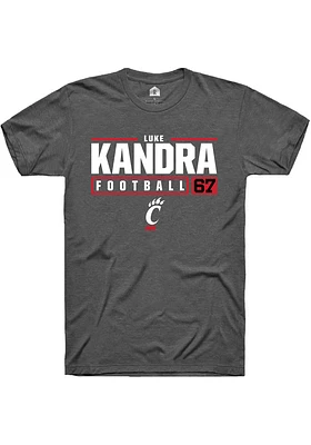 Luke Kandra  Cincinnati Bearcats Dark Grey Rally NIL Stacked Box Short Sleeve T Shirt