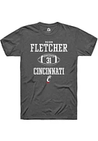 Mason Fletcher  Cincinnati Bearcats Dark Grey Rally NIL Sport Icon Short Sleeve T Shirt