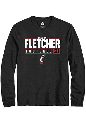 Mason Fletcher Cincinnati Bearcats Rally NIL Stacked Box Long Sleeve T Shirt