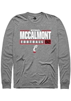 Michael McCalmont  Cincinnati Bearcats Graphite Rally NIL Stacked Box Long Sleeve T Shirt