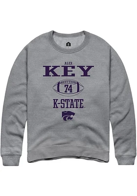 Alex Key  Rally K-State Wildcats Mens Graphite NIL Sport Icon Long Sleeve Crew Sweatshirt