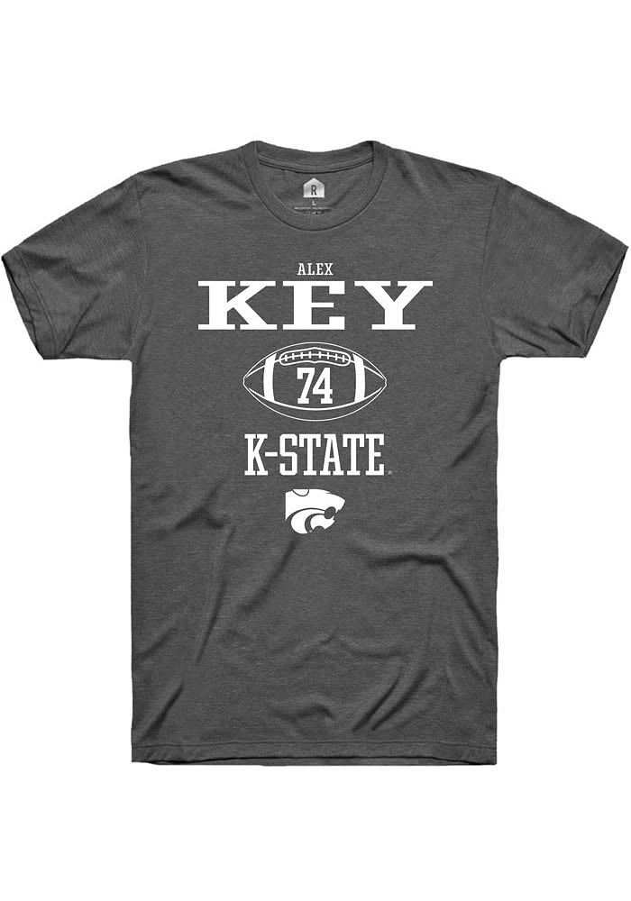 Alex Key K-State Wildcats Dark Grey Rally NIL Sport Icon Short Sleeve T Shirt