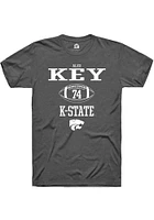 Alex Key  K-State Wildcats Dark Grey Rally NIL Sport Icon Short Sleeve T Shirt