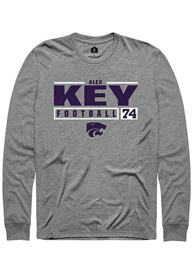 Alex Key  K-State Wildcats Graphite Rally NIL Stacked Box Long Sleeve T Shirt