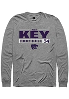 Alex Key  K-State Wildcats Graphite Rally NIL Stacked Box Long Sleeve T Shirt